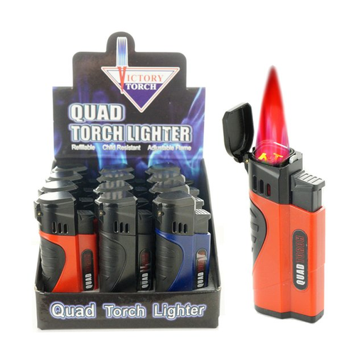 [Temp-HAM-004965] VICTORY TORCH METALLIC TRIPLE TORCH LIGHTERS BOX OF 12