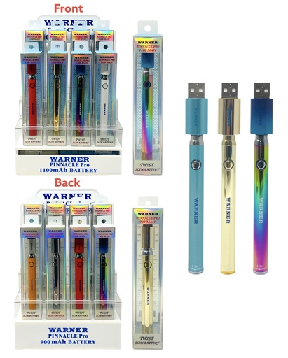 [WAR-04078] WARNER 900/1100MAH TWIST PINNACLE PRO BATTERY 21CT DISPLAY (ROUND)