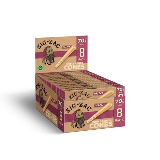 [ZIG -27428] ZIG ZAG 70'S MINI UNBLEACHED CONES 8CT BOX OF 18